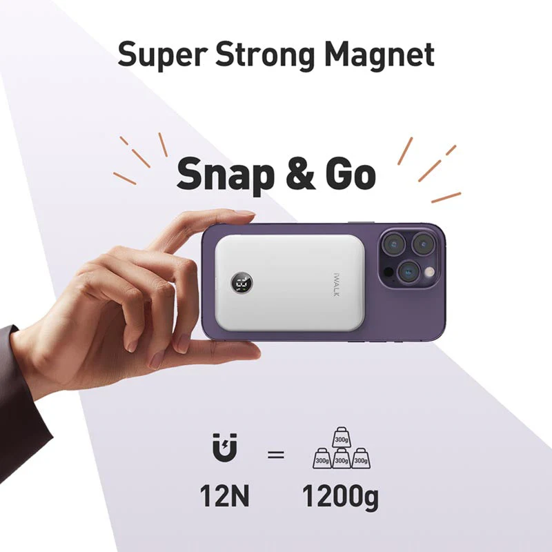 IWalk PowerGrip Slim 5000mAh Magnetic Wireless PowerBank for iPhone White - Image 6
