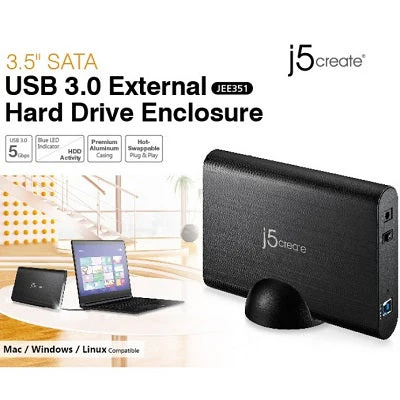 J5Create 3.5'' SATA to USB 3.0 External Hard Drive Enclosure (JEE351-1O) - Image 7