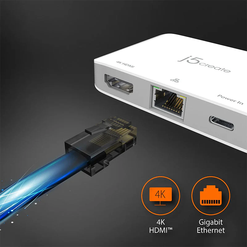 J5Create JCA351 USB-C to 4K HDMI Ethernet Adapter - Image 3