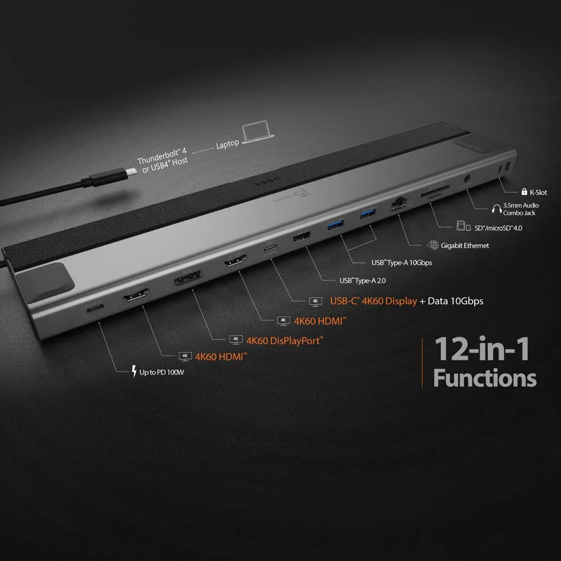J5Create JCD554 USB4 Triple 4K Display Docking Station - Image 7
