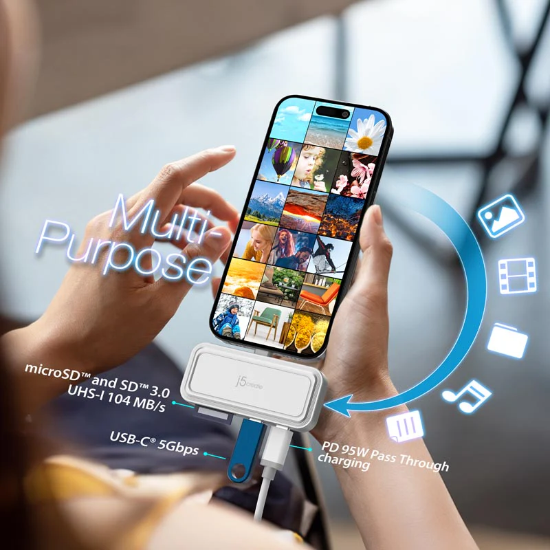 J5Create JCH167 USB-C to Dual USB-C & SD Card for Smartphone - Image 4