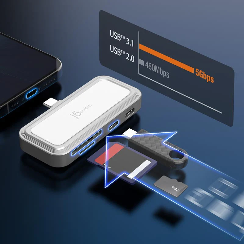J5Create JCH167 USB-C to Dual USB-C & SD Card for Smartphone - Image 6