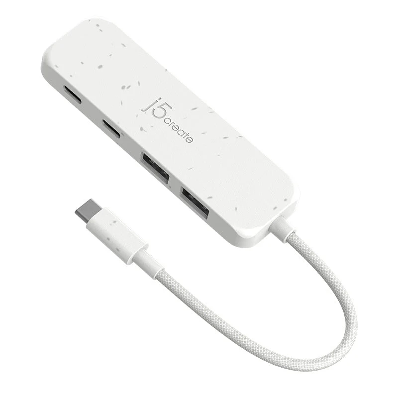 J5Create JCH342EW USB-C 4-Port 2C2A Hub (White) - Image 2