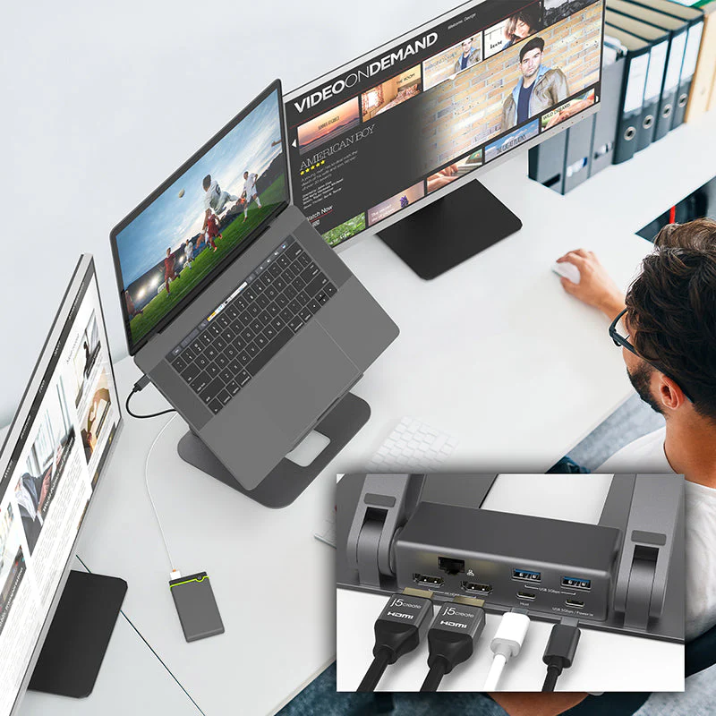 J5Create JTS427 Multi-Angle Dual HDMI Docking Stand - Image 4