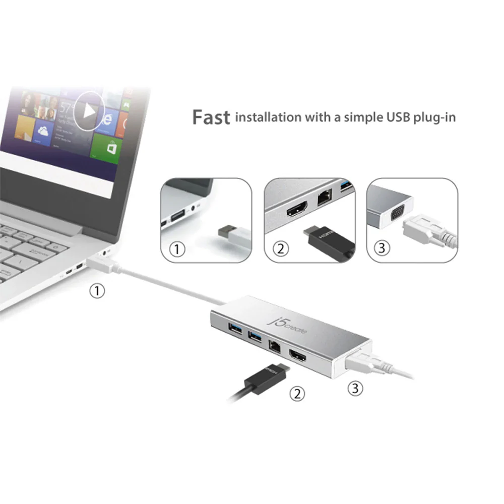 J5Create JUD380 USB 3.0 Mini Dock - Image 4
