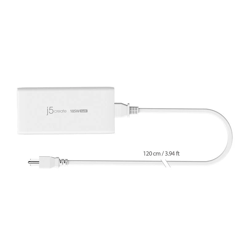 J5Create JUP3718 185W Gan PD3.1 USB-C 3-Port Charger - Image 3
