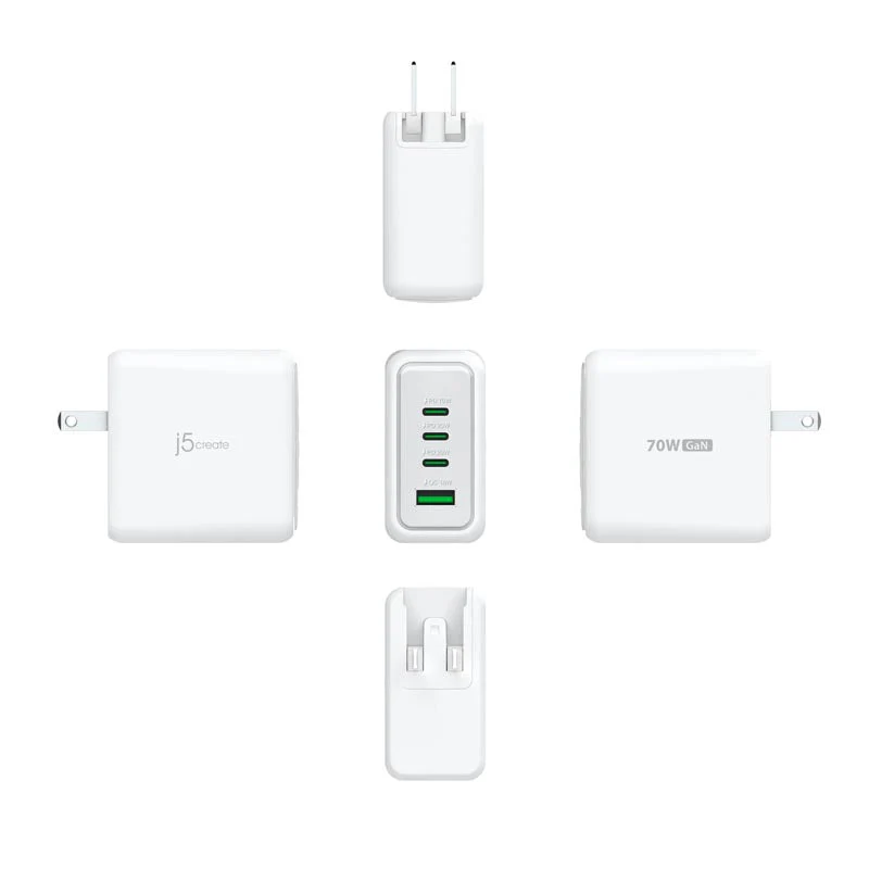 J5Create JUP4370F 70W GaN USB-C 4-Port Charger (White) - Image 4
