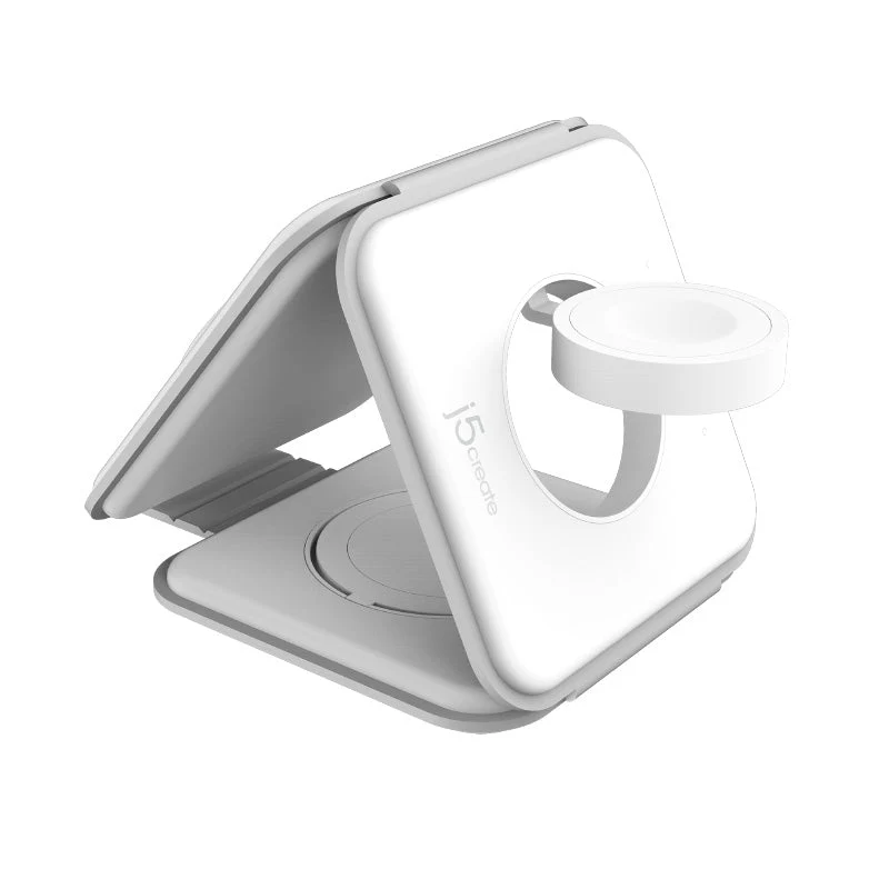 J5Create JUPW3215W-WHT Qi2 3-in-1 Magnetic Charging Station (White) - Image 3