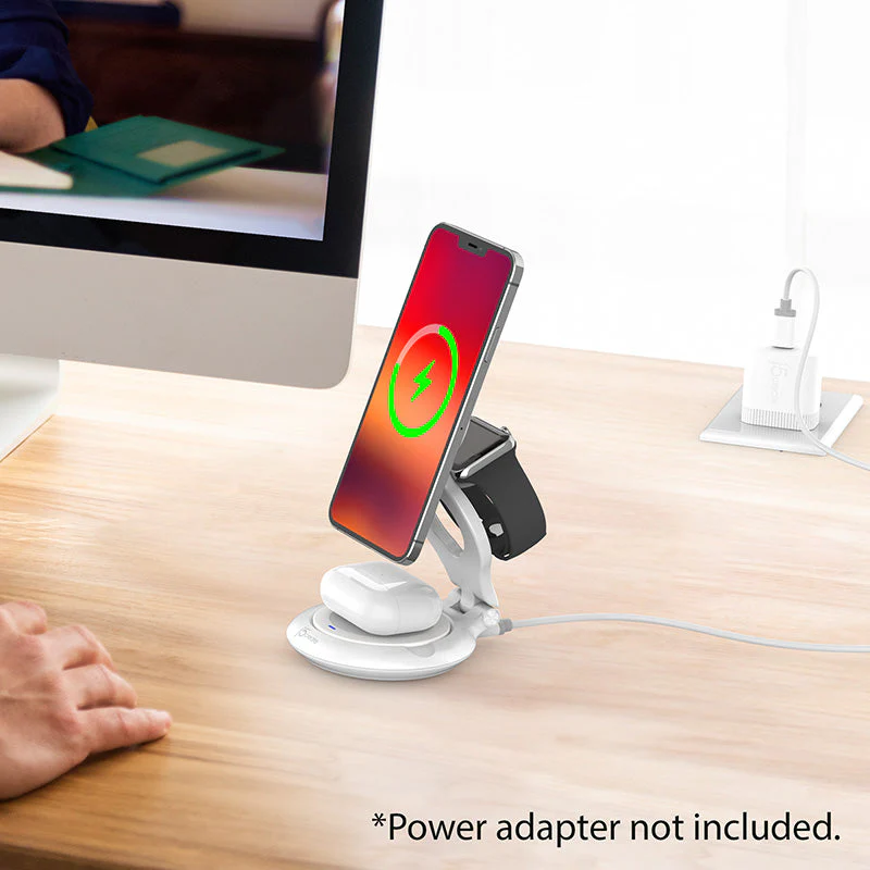 J5Create JUPW3415 Qi2 3-in-1 Magnetic Foldable Wireless Charging Station - Image 6