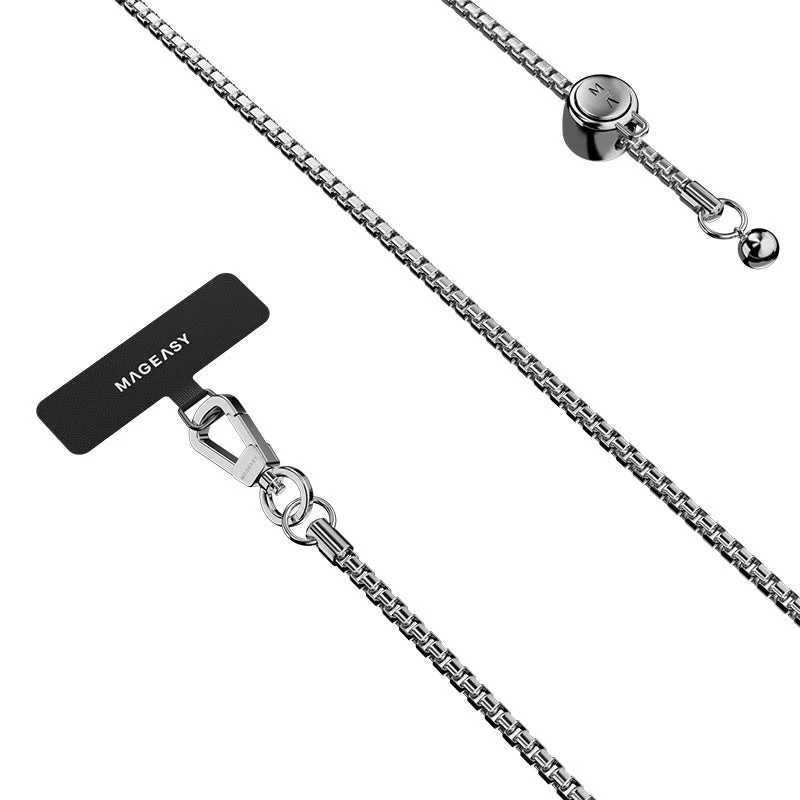 MagEasy Metal Chain Strap + Strap Card for iPhone - Silver - Image 2