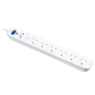 Masterplug SRGLSU63PW-MPA 6 Socket In-Line Surge+2USB Switch - Image 4