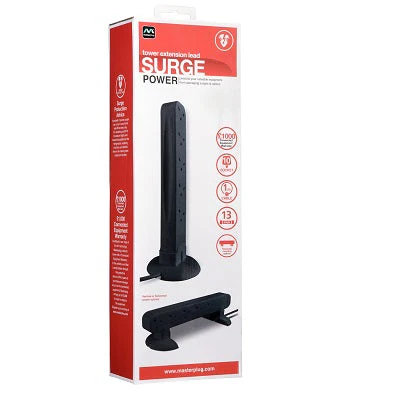 Masterplug SRGTOW102B-MPA 10 Socket Surge+LED (Black) - Image 2