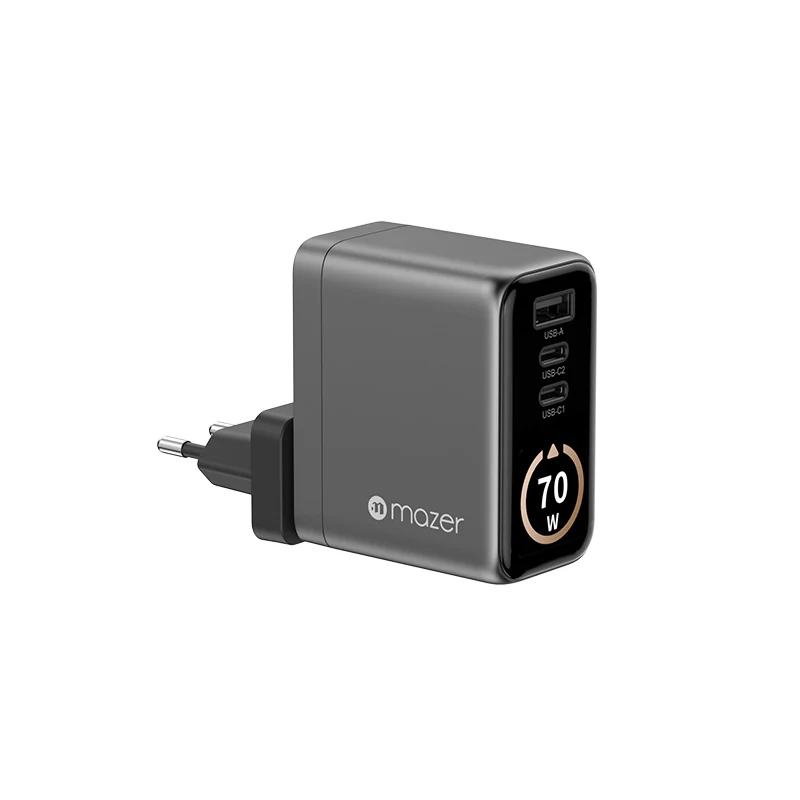 Mazer M-Ai-G70W-V7-BG/AiPrestige GaN PD70W 2C1A Travel Plugs (Black-Grey) - Image 5