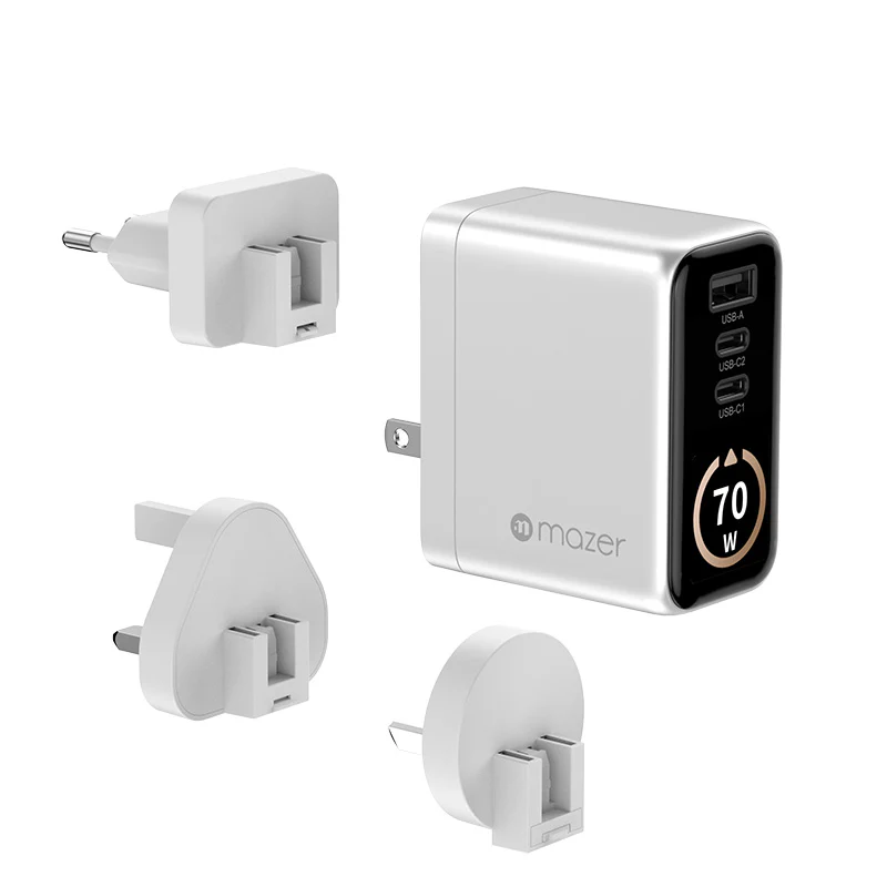Mazer M-Ai-G70W-V7-SV/AiPrestige GaN PD70W 2C1A Travel Plugs (Silver) - Image 3