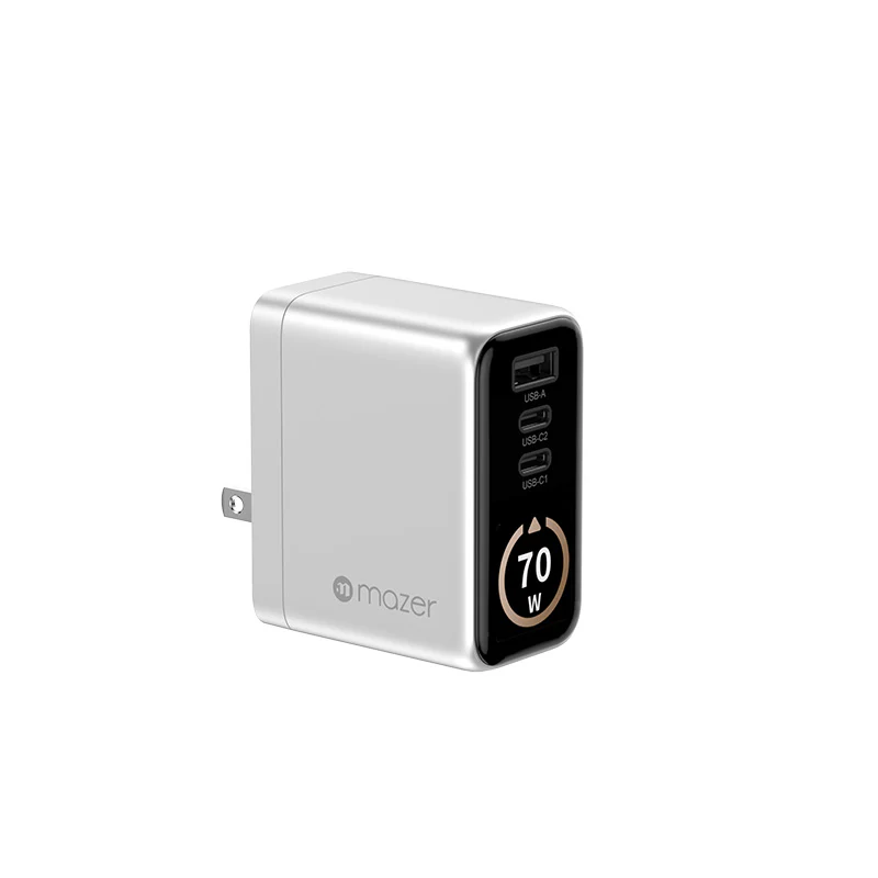Mazer M-Ai-G70W-V7-SV/AiPrestige GaN PD70W 2C1A Travel Plugs (Silver) - Image 4