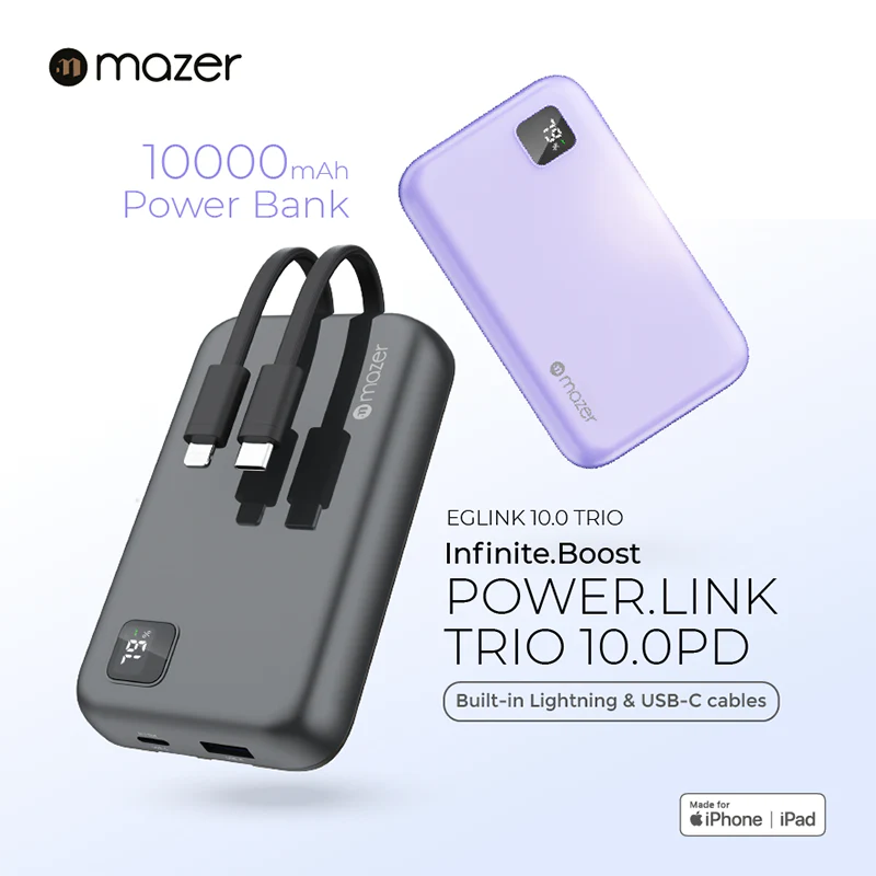 Mazer M-EGLINK10.0Trio-PP/Infinite.BOOST PD20W 10000mAh Power Bank (Purple) - Image 2