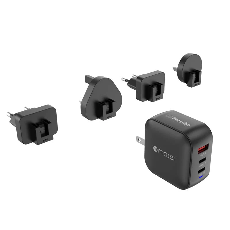Mazer M-G70W-V5-BK PD70W 2C1A Travel Adapter with Changeable Plugs (Black)