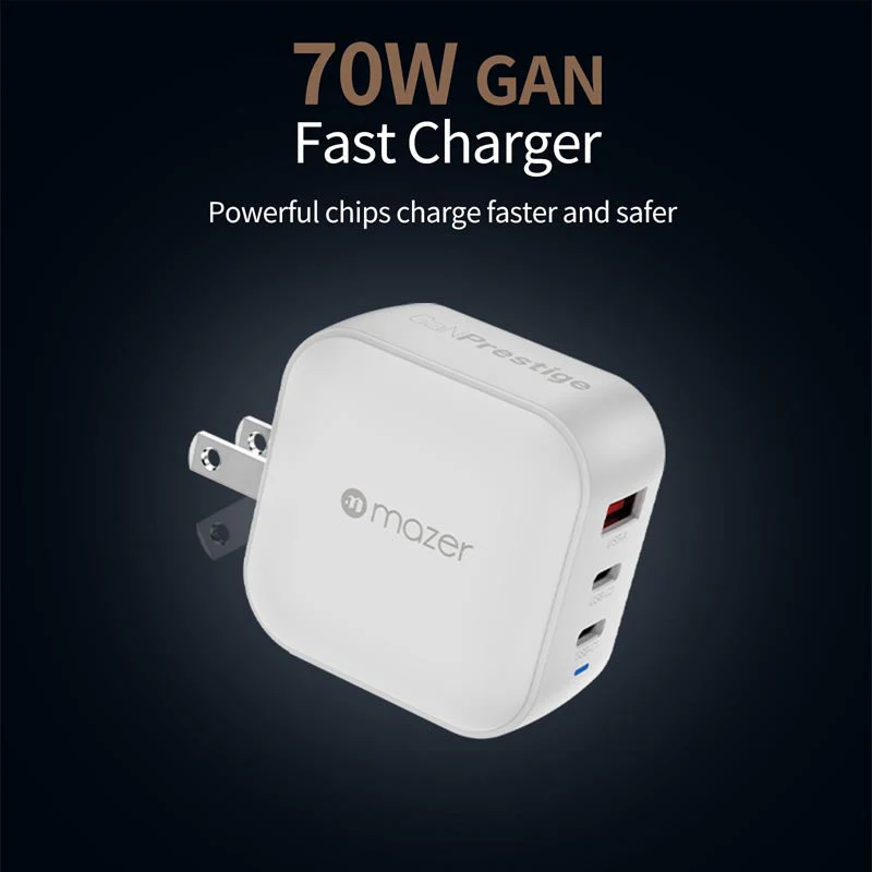 Mazer M-G70W-V5-WH PD70W 2C1A Travel Adapter with Changeable Plugs (White) - Image 8