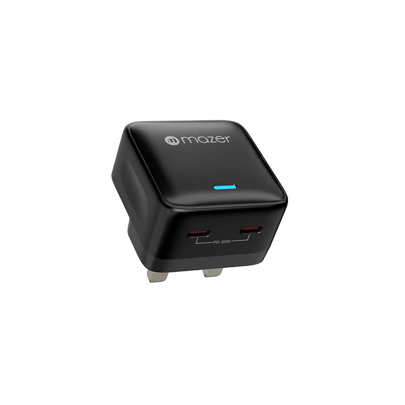 Mazer M-GAN35UK-V3-BK Infinite Boost 35W Dual USB-C Charger (Black)