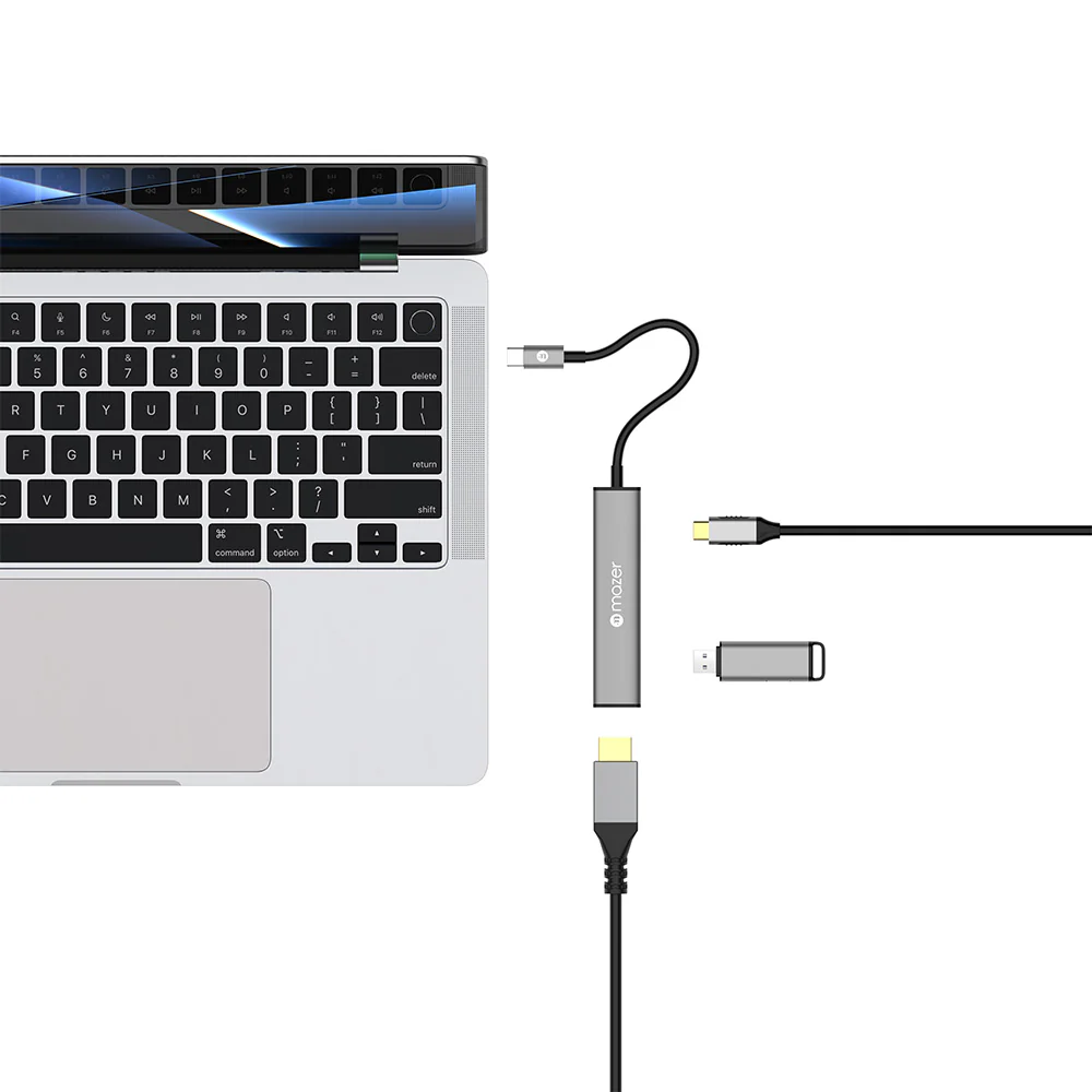Mazer M-Hub50-GY Infinite Link Hub Slim USB-C 3-in-1 Multimedia Mobile Hub - Image 2