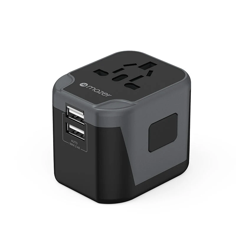 Mazer M-IFTravel120-GY 2 USB-A 12W World Travel Charger (Grey) - Image 2