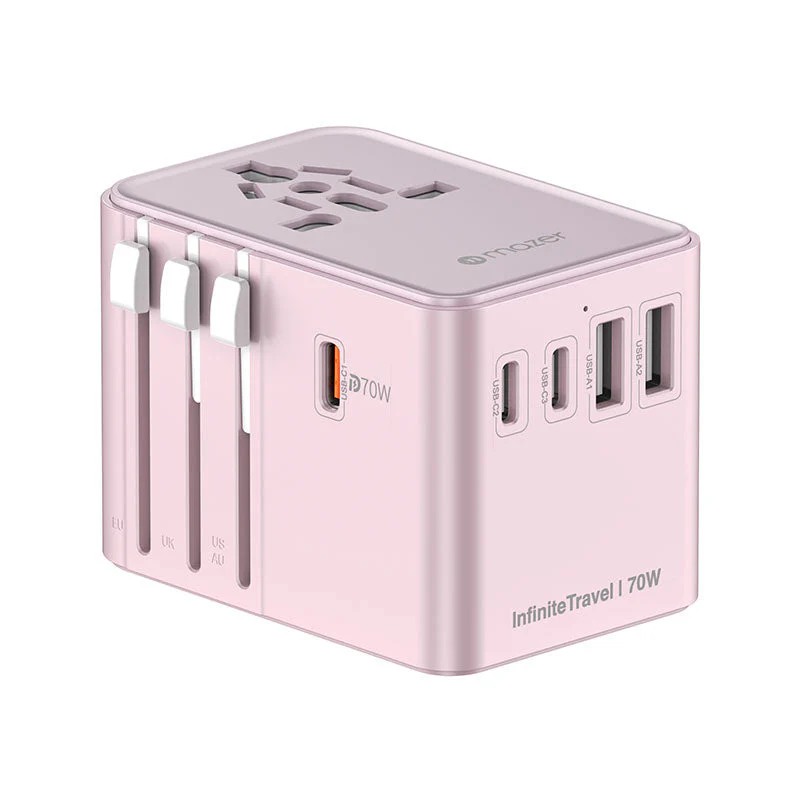 Mazer M-IFTravel170PD-PK InfiniteTravel GaN PD70W 3C+2A World Travel Charger (Pink)