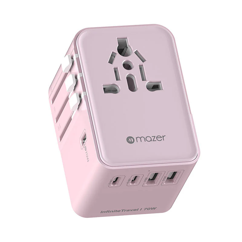 Mazer M-IFTravel170PD-PK InfiniteTravel GaN PD70W 3C+2A World Travel Charger (Pink) - Image 3