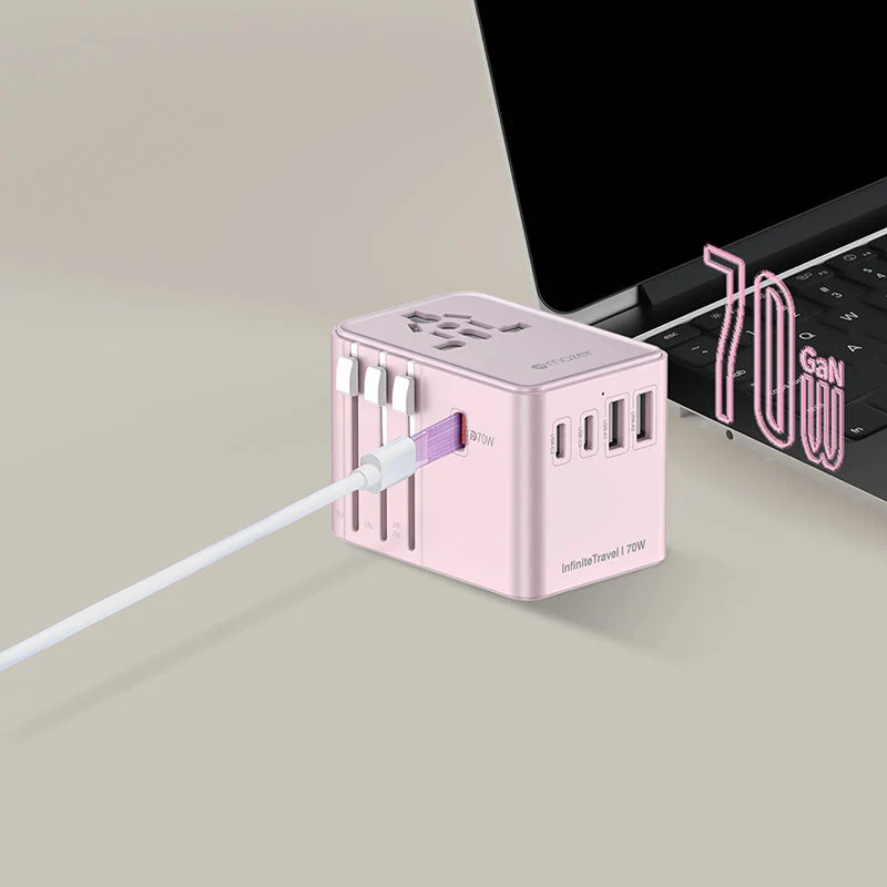 Mazer M-IFTravel170PD-PK InfiniteTravel GaN PD70W 3C+2A World Travel Charger (Pink) - Image 5