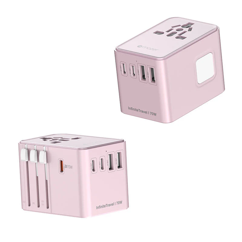 Mazer M-IFTravel170PD-PK InfiniteTravel GaN PD70W 3C+2A World Travel Charger (Pink) - Image 6