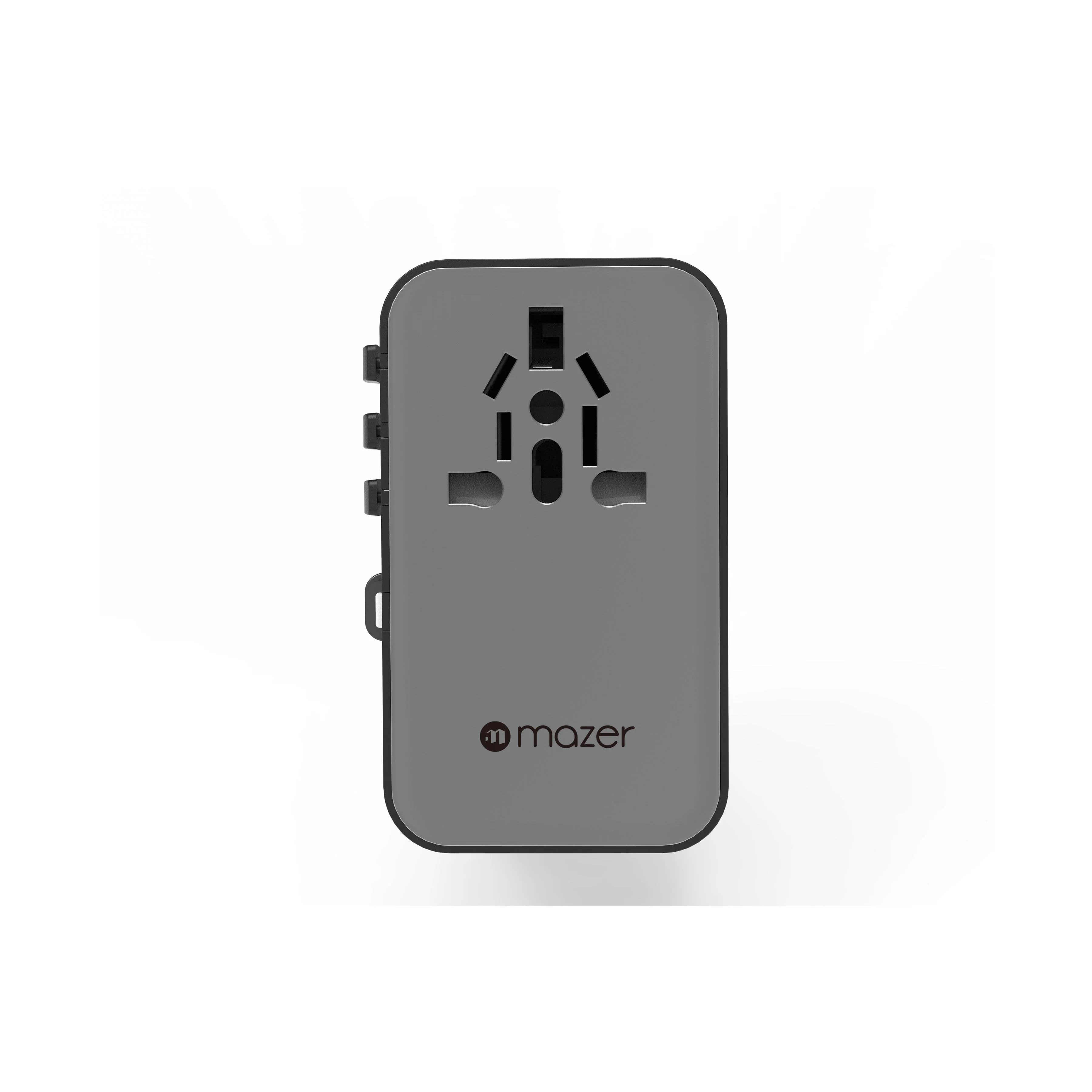 Mazer M-IFTravel370-BG PD70W 2C2A with Bulit-in Retractable USB-C Cable World Travel Charger (Black) - Image 2