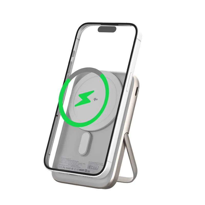 Mazer M-MagAir17-NT MagSafe&Qi2 15W 10,000mAh, USB-C PD35W MagStand Power Bank (Titanium) - Image 6