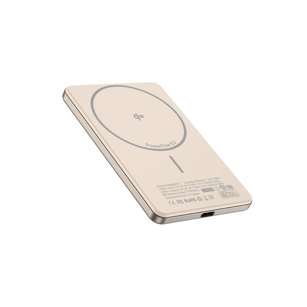 Mazer M-MagAir29-DT qi2 15W 5000mAh PD20W Ultra Slim Power Bank (Desert Titanium) - Image 6