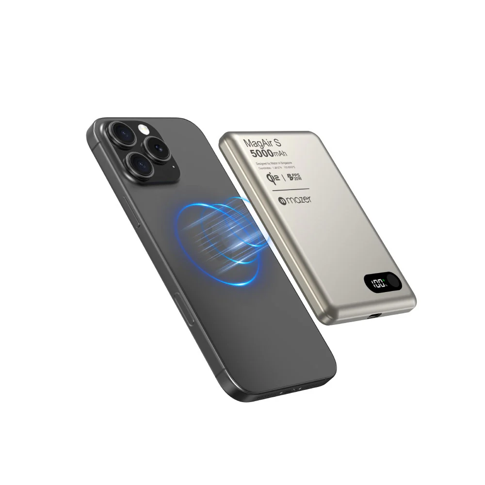 Mazer M-MagAir29-NT qi2 15W 5000mAh PD20W Ultra Slim Power Bank (Natural Titanium) - Image 9