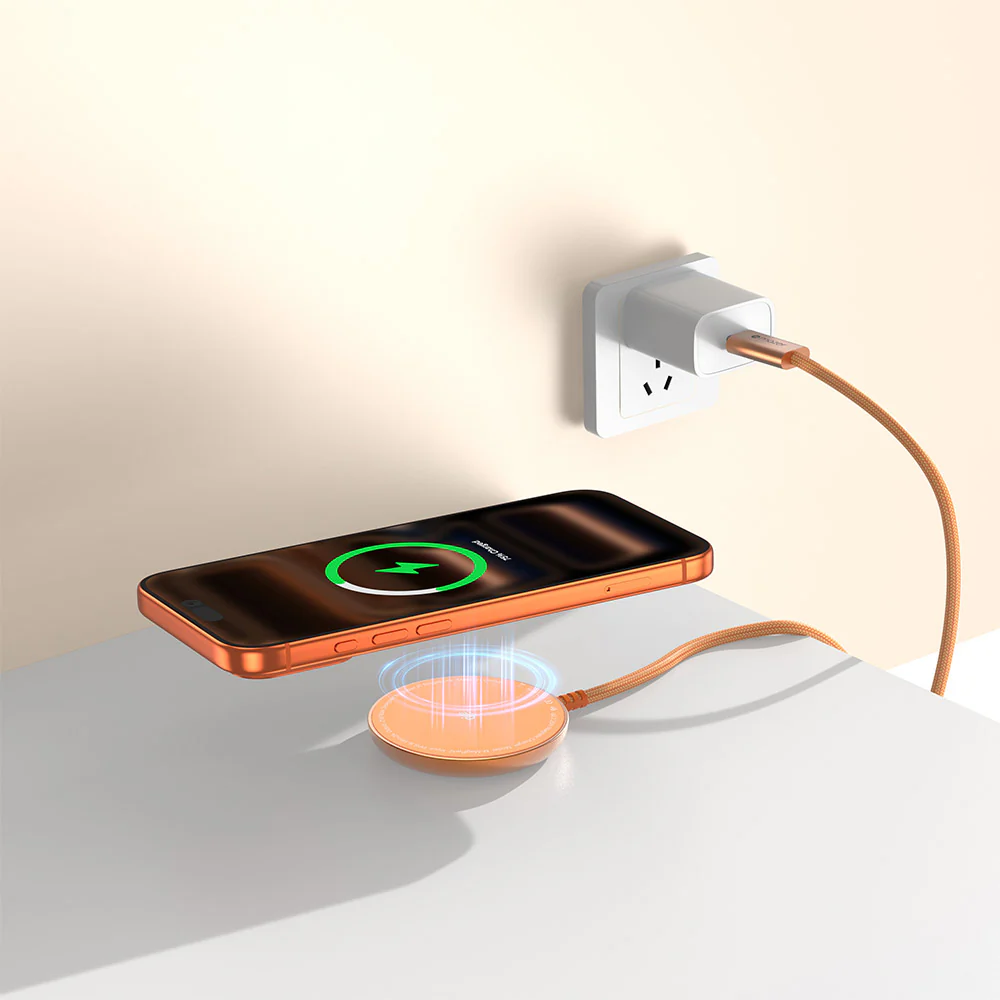 Mazer M-MagPad2 qi2.2 25W Wireless Charging Pad with 1.5M Cable (Sunset Orange) - Image 5