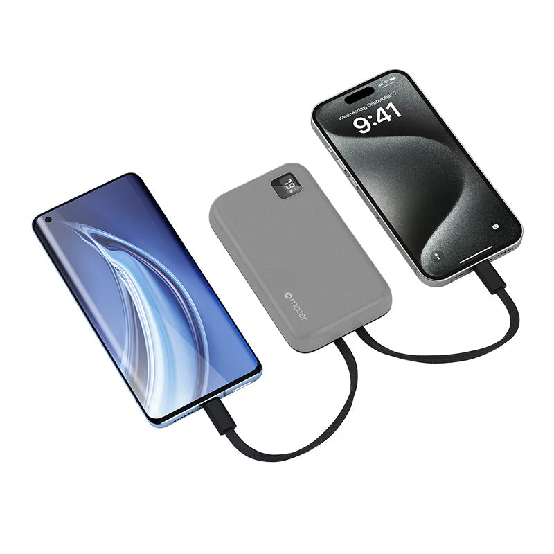 Mazer M-PC20LINK1020-NT 10000mAh PD20W Powerbank Built-in Dual USB-C Cable (Natural Titanium) - Image 2