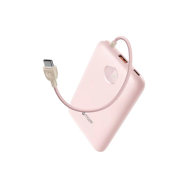 Mazer M-PC20LINK10V2-PK PowerCharge Link PD20W 10K Built-in C Cable Power Bank (Pink) - Image 2