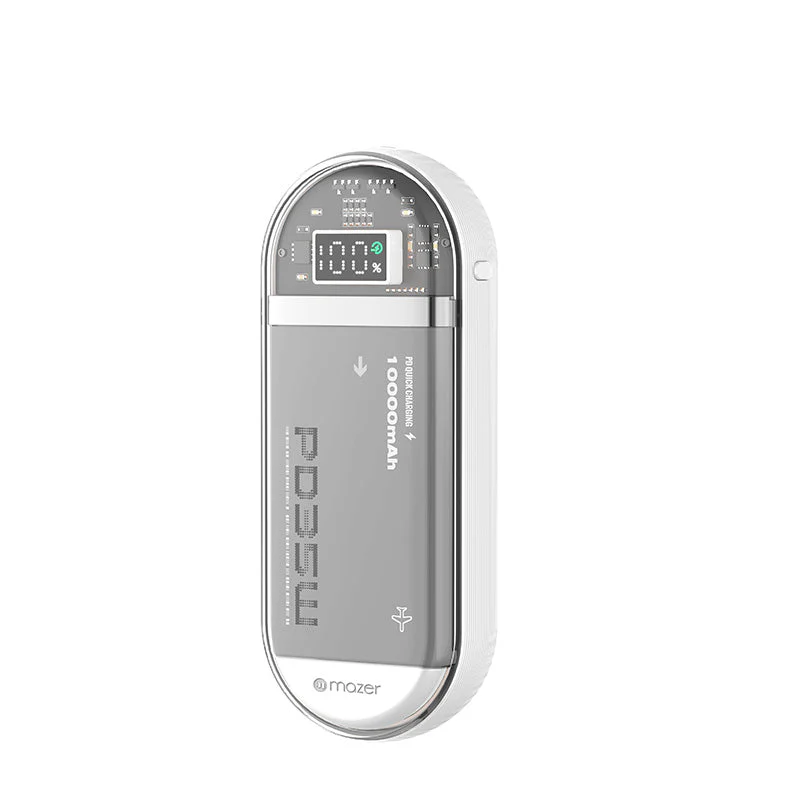 Mazer M-PC35LINK1035-WH PowerCharge LINK Built-in Dual USB-C cable PD35W 10000mAh Power bank (White) - Image 2