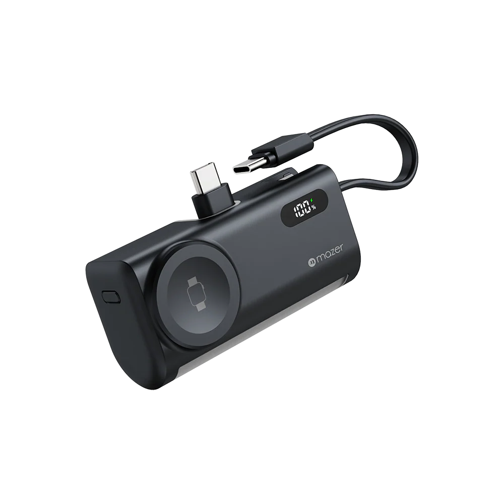 Mazer M-PC5.0W PowerCharge Pocket 2 5,000 mAh PD20W with Apple Watch Charger PB (CCC Certified) - Black Grey