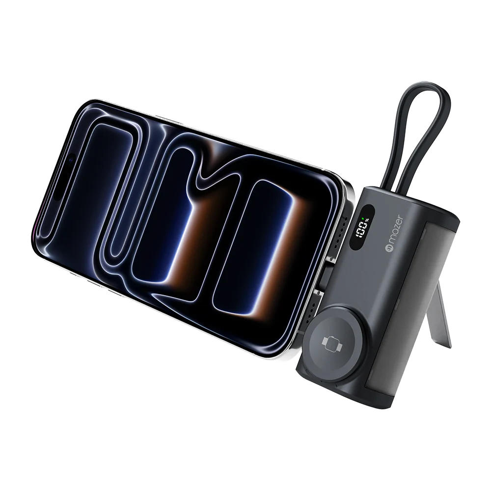 Mazer M-PC5.0W PowerCharge Pocket 2 5,000 mAh PD20W with Apple Watch Charger PB (CCC Certified) - Black Grey - Image 2