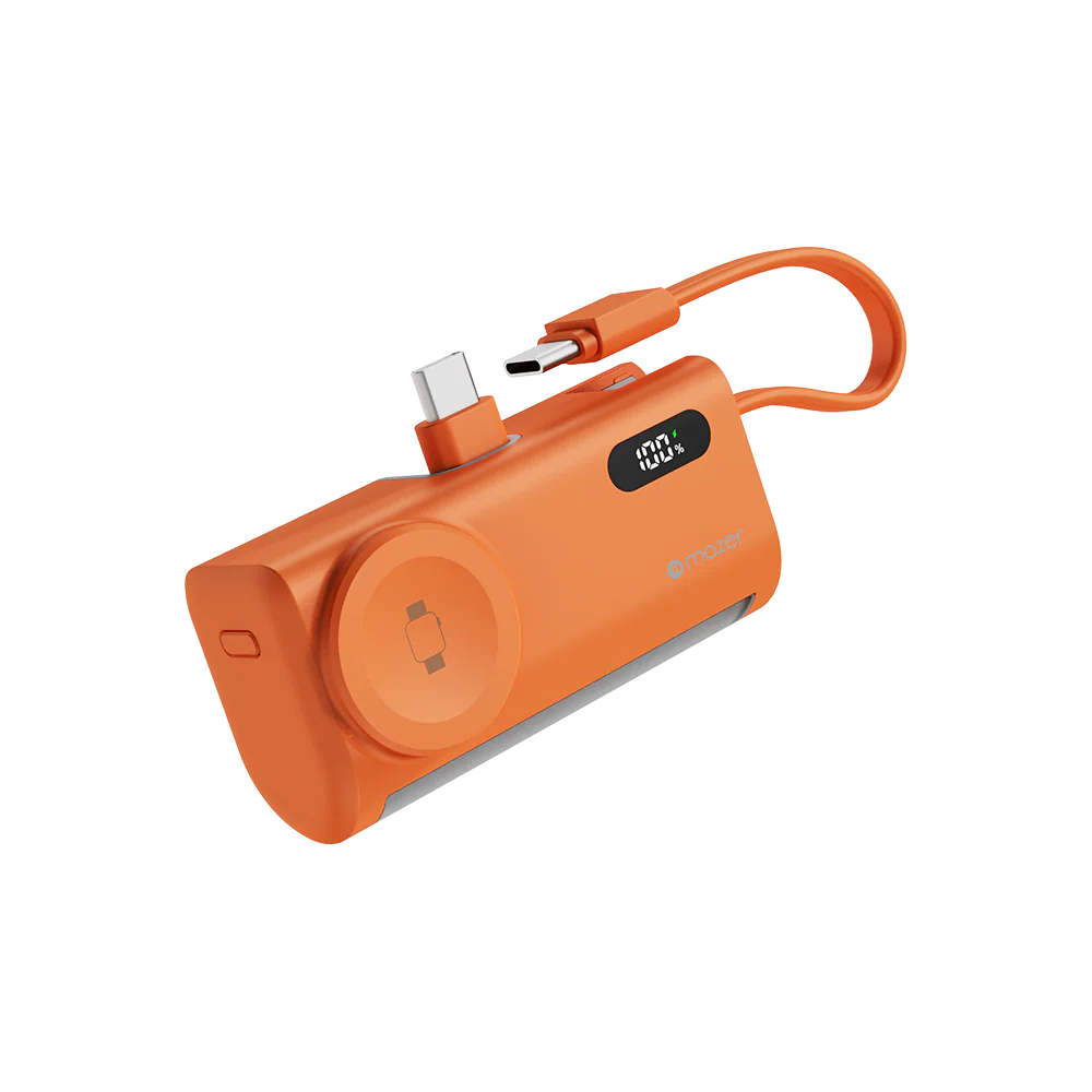 Mazer M-PC5.0W PowerCharge Pocket 2 5,000 mAh PD20W with Apple Watch Charger PB (CCC Certified) - Cosmic Orange