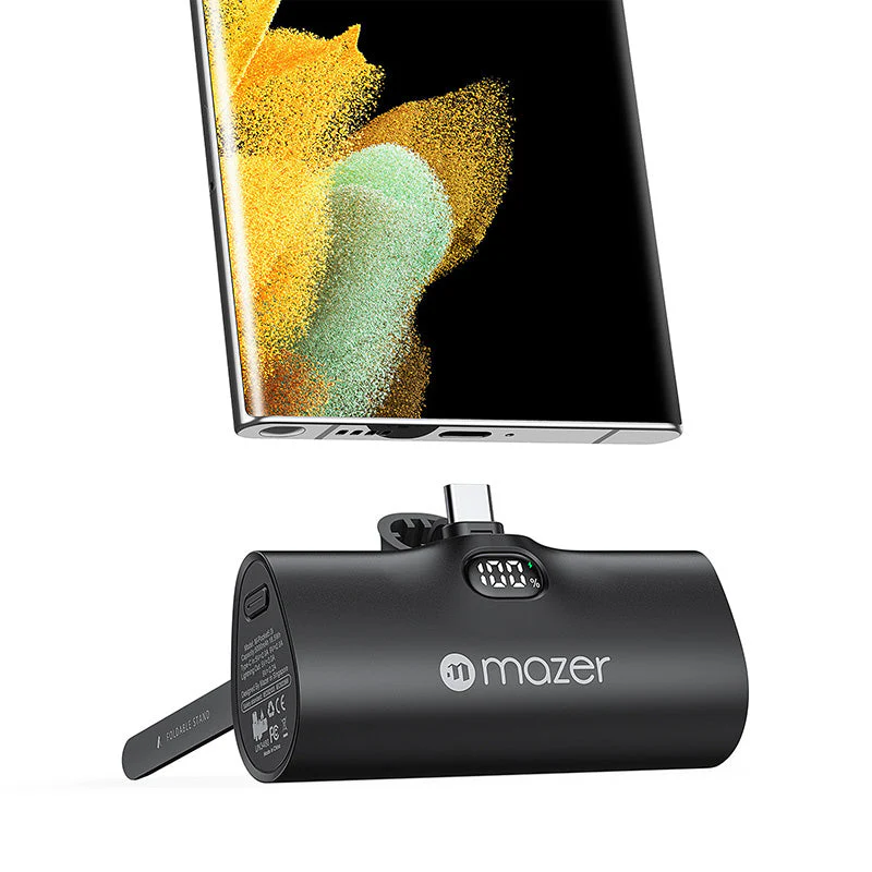 Mazer M-Pocket5.0C-BK Supermini 5000mAh PD20W USB C Power Bank (Black) - Image 2