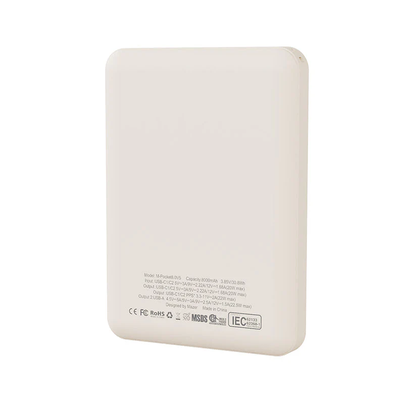 Mazer M-Pocket8.0V5-CR 8000mAh PD20W PocketCharge Powerbank (Cream) - Image 6