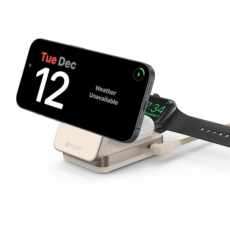Mazer M-qi2-MagFold05-DT/Qi2 23W Foldable 3in1 Wireless Charger (Desert Titanium) - Image 6