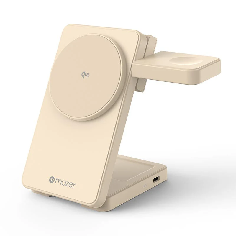 Mazer M-qi2-MagFold06-DT/qi2 25W Foldable 3-in-1 Wireless Charging Stand - Desert Titanium
