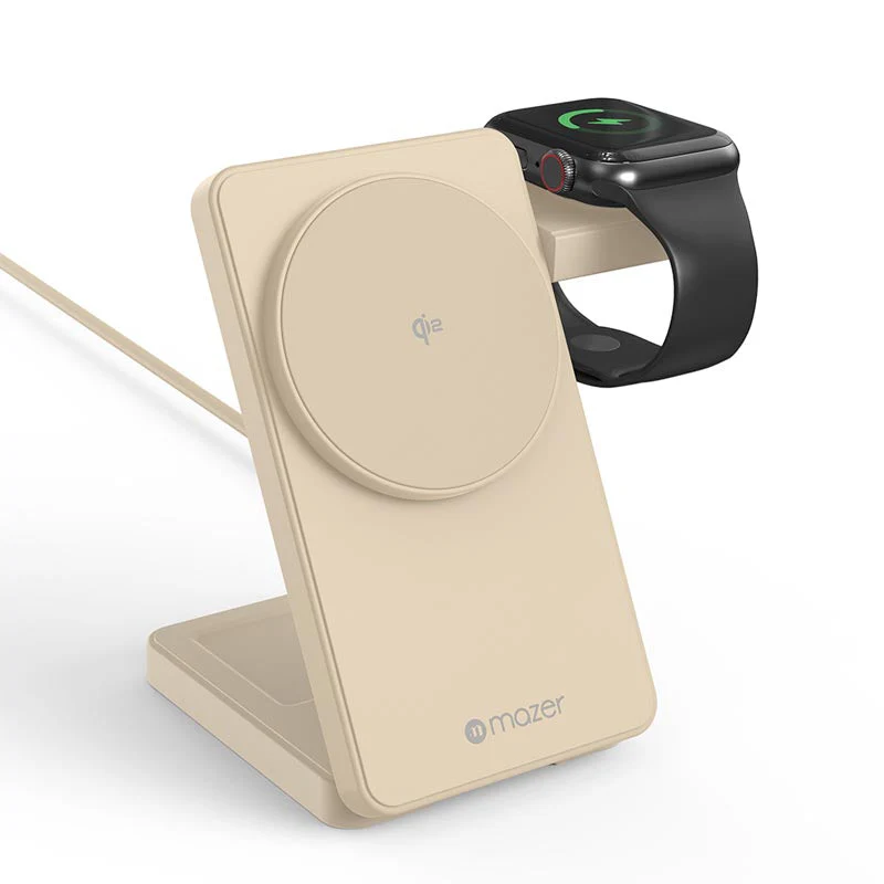 Mazer M-qi2-MagFold06-DT/qi2 25W Foldable 3-in-1 Wireless Charging Stand - Desert Titanium - Image 3