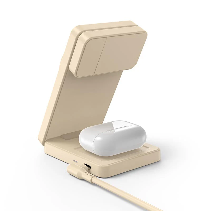 Mazer M-qi2-MagFold06-DT/qi2 25W Foldable 3-in-1 Wireless Charging Stand - Desert Titanium - Image 4