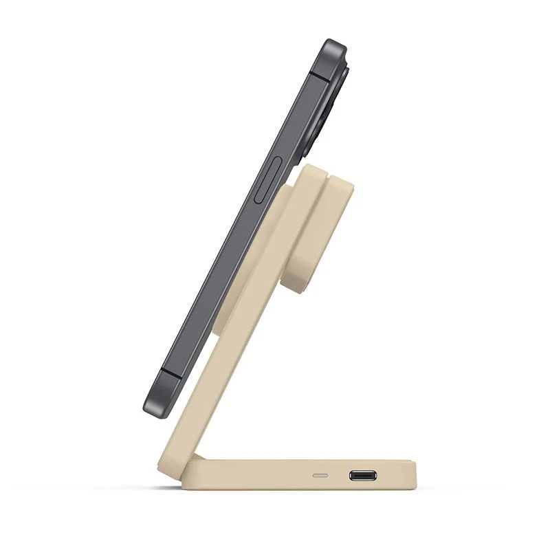Mazer M-qi2-MagFold06-DT/qi2 25W Foldable 3-in-1 Wireless Charging Stand - Desert Titanium - Image 5