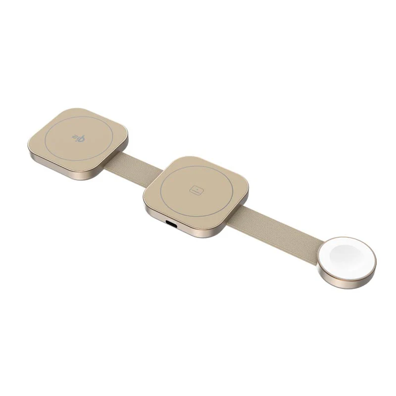 Mazer M-qi2-MagTrifold03-CR/qi2 3-in-1 Trifold Wireless Charging Pad - Cream - Image 2