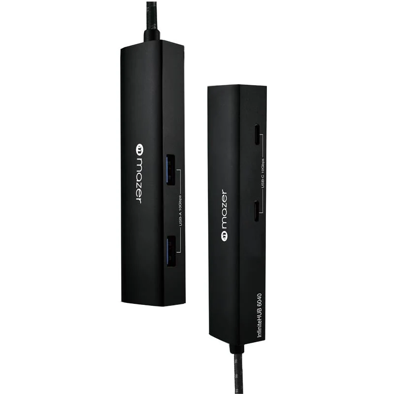 Mazer M-UC2MULTI6150 4K/60Hz HDMIX1 Data at 10Gbps (USB3.0X2+USB-CX1)+USB-C PD100W 5-in-1 Slim Hub (Black)