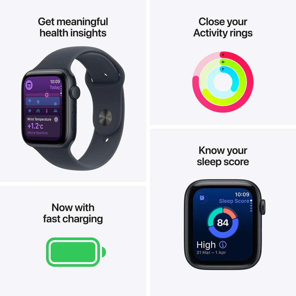 Apple Watch SE 3 GPS 44mm Midnight Aluminium Case with Midnight Sport Band - M/L - Image 3